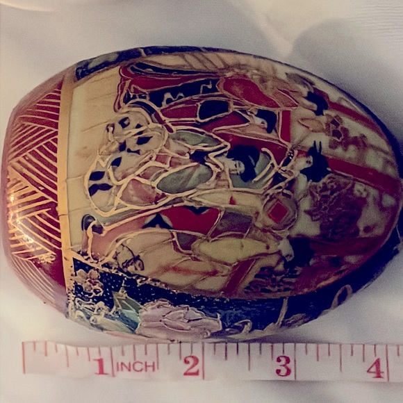 Vintage 4” Gold Gilded & Painted by Hand Porcelain Royal Satsuma Oriental Egg - Picture 12 of 14